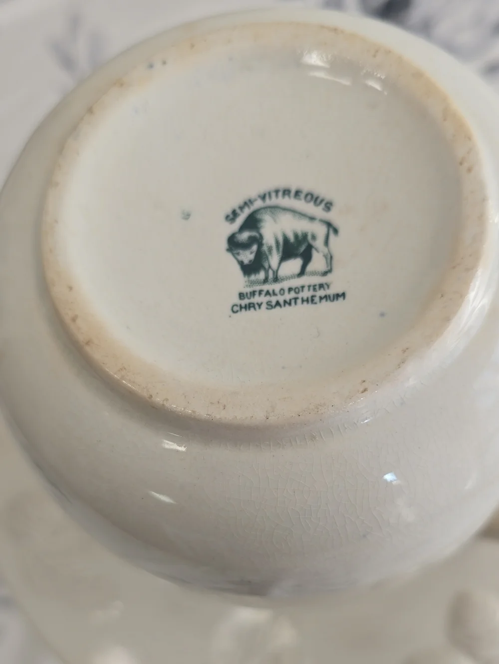 Vintage Buffalo Pottery Chrysathemum Pitcher Vase Semi Vitreous